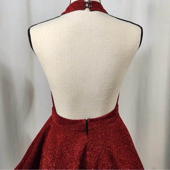 Luxxel Sparkling Red Backless Dress Medium - Picture 3 of 7